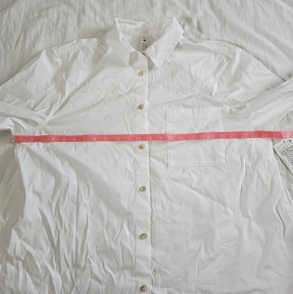 Lululemon Cotton-Blend Poplin Button-Down Shirt WHT White Women's Size XLarge - Picture 5 of 8